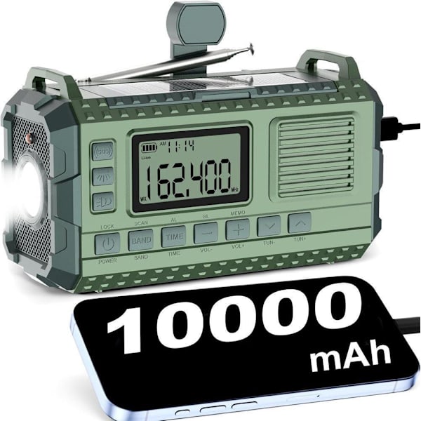 Solradio Nödradio med Vev AM FM NOAA Powerbank 10000mAh för Camping | CDON