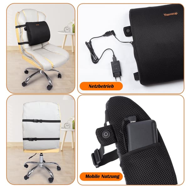 Opvarmet ergonomisk rygpude – USB-drift