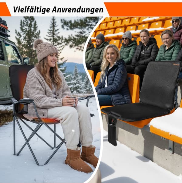 Mobil opvarmet siddeunderlag 40×80 cm – batteri- og netdrift