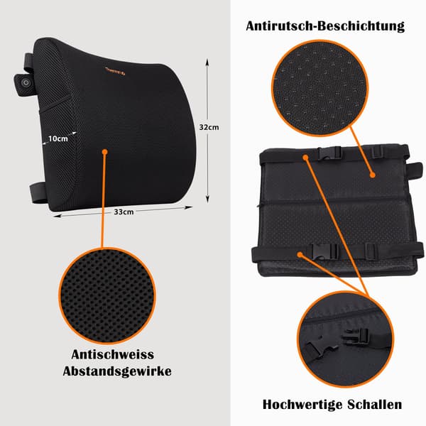 Uppvärmd ergonomisk ryggkudde – USB-drift