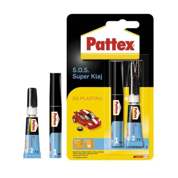 Plastiklim - Pattex - SOS Superlim - Ultra resistent snabb transparent 2g plus 4ml