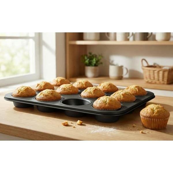 Muffinsform 12 hål svart - bakverk