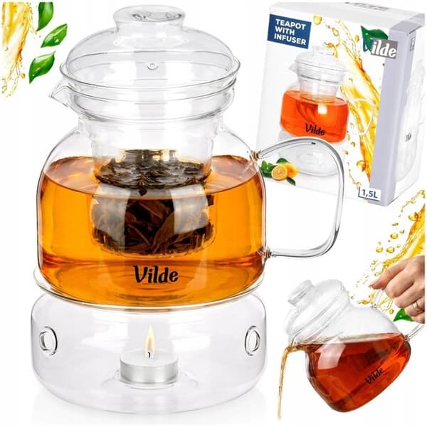 Glas tekanna med infuser 1,5 L - te och örtteer