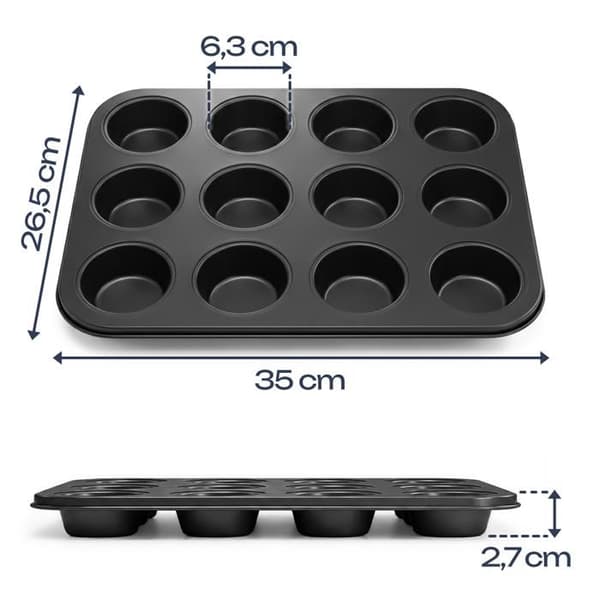 Muffinsform 12 hål svart - bakverk