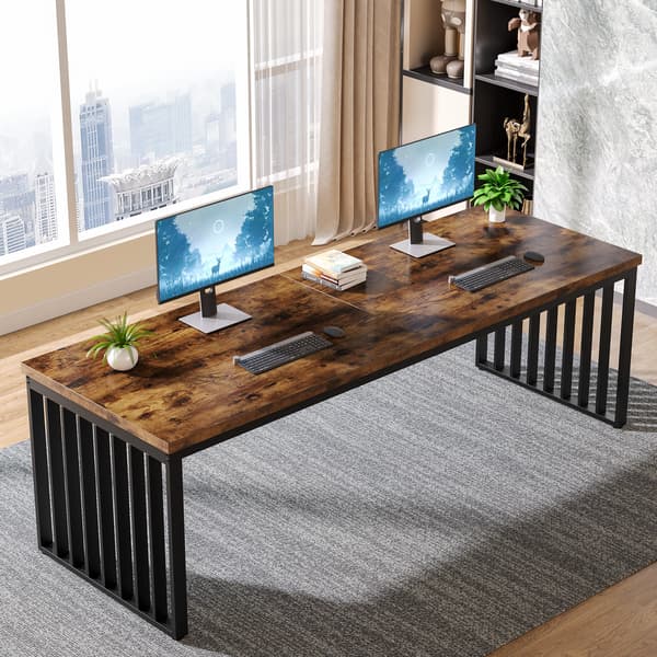 Tribesigns Datorbord, 180×60×76 cm, med Robust Metallram, Brun