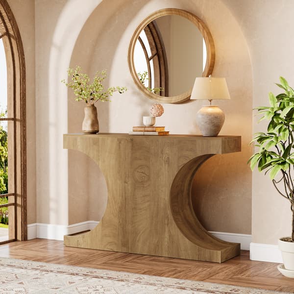 Tribesigns Konsolbord, 105×30×80 cm, C-Formade Ben, Brunt