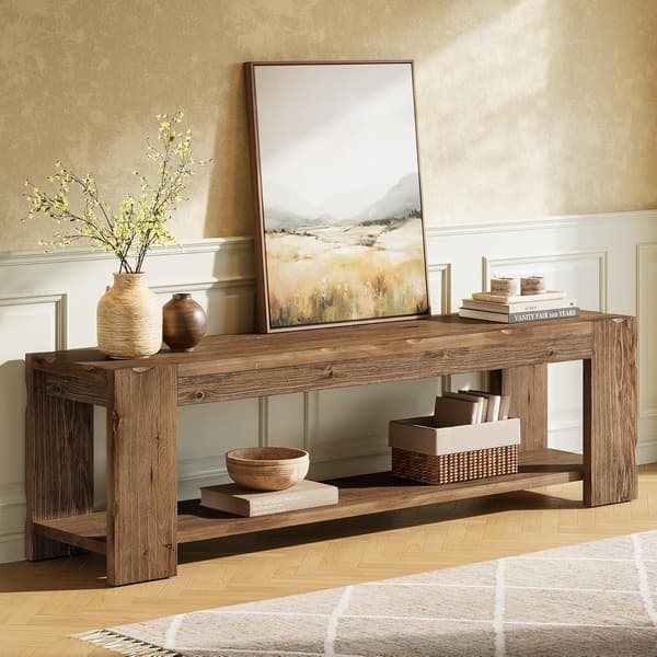 Tribesigns TV-Bänk, 140×35×45 cm, Rustikt Brunt