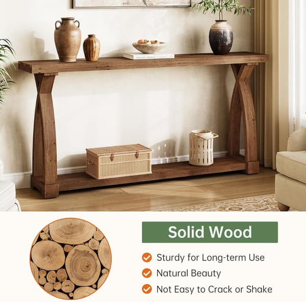 Tribesigns Konsolbord med 2 Våningar, 160×30×81 cm, Rustikt Brunt