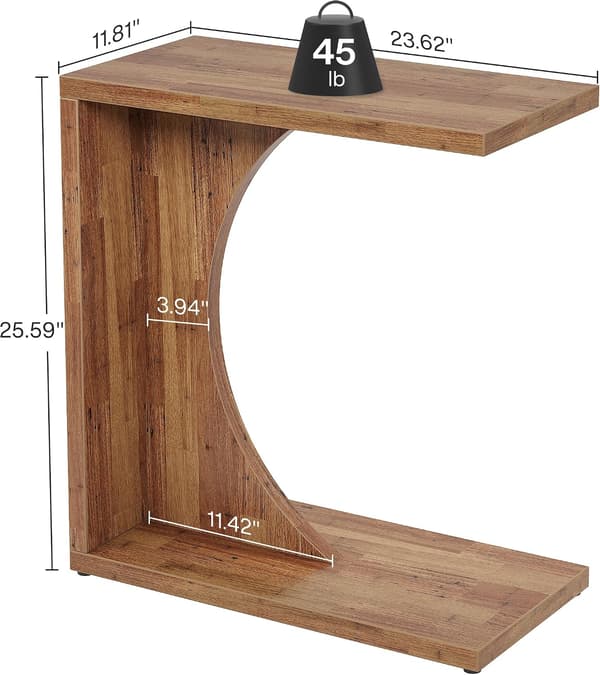 Tribesigns C-Format Sidobord, 60×30×65 cm, Valnötsbrunt