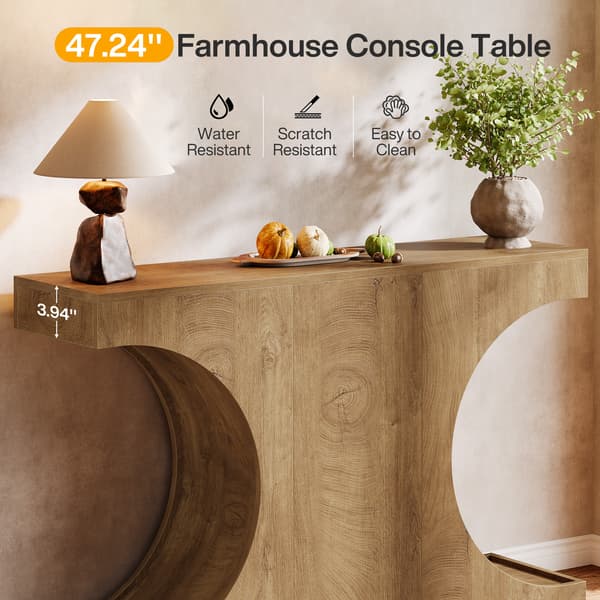Tribesigns Konsolbord, 105×30×80 cm, C-Formade Ben, Brunt