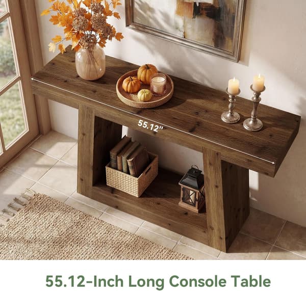 Tribesigns Konsolbord, 140×30×80 cm, Mörkbrunt