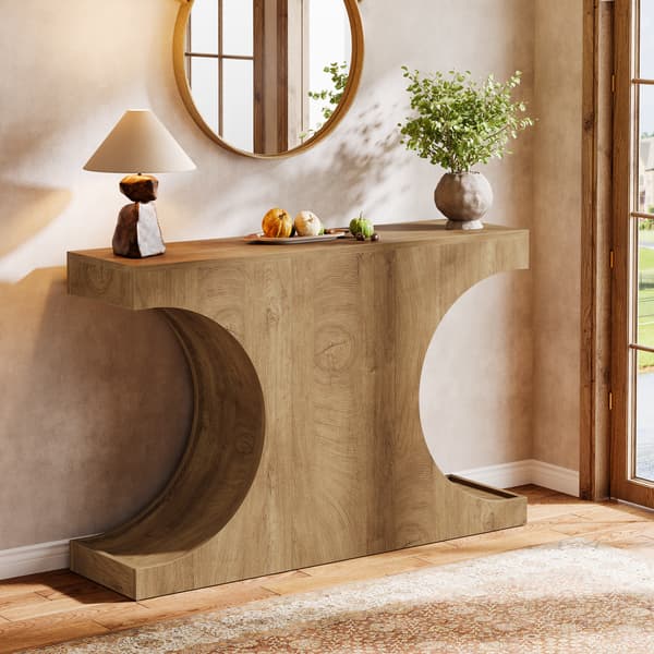 Tribesigns Konsolbord, 105×30×80 cm, C-Formade Ben, Brunt