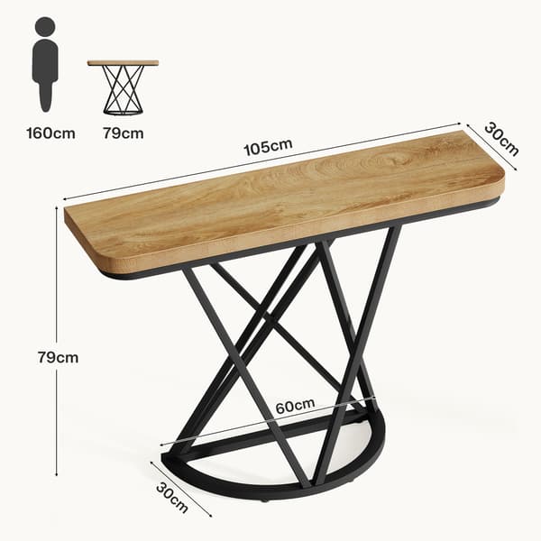 Tribesigns 105 cm Konsolbord med Geometrisk Metallram, Rustik Brun