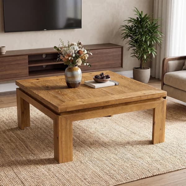 Tribesigns Soffbord, 100x100x45 cm, Naturbrunt