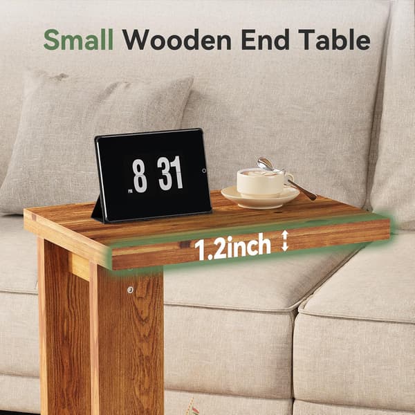Tribesigns C-Formade Sidobord, 50×35×60 cm, Rustikt Brunt