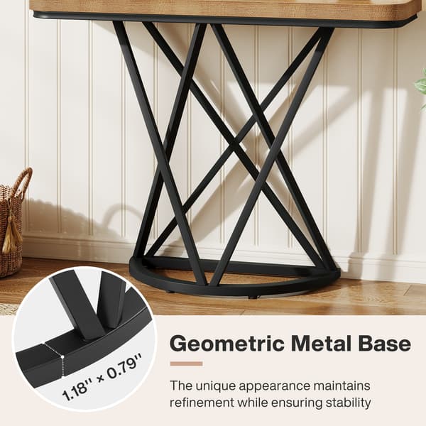 Tribesigns 105 cm Konsolbord med Geometrisk Metallram, Rustik Brun