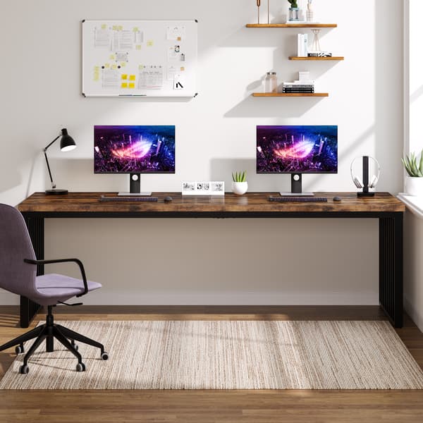Tribesigns Datorbord, 180×60×76 cm, med Robust Metallram, Brun
