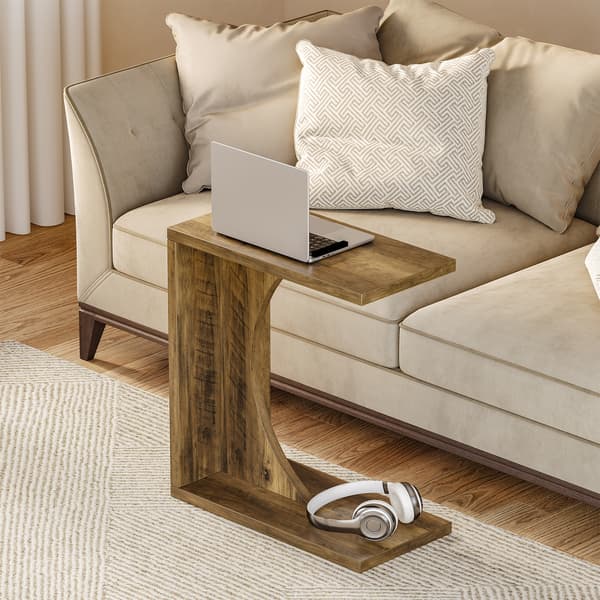 Tribesigns C-Format Sidobord, 60×30×65 cm, Rustikt Brunt