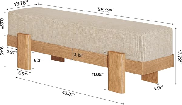Tribesigns Skobänk, 140×35×45 cm, Beige