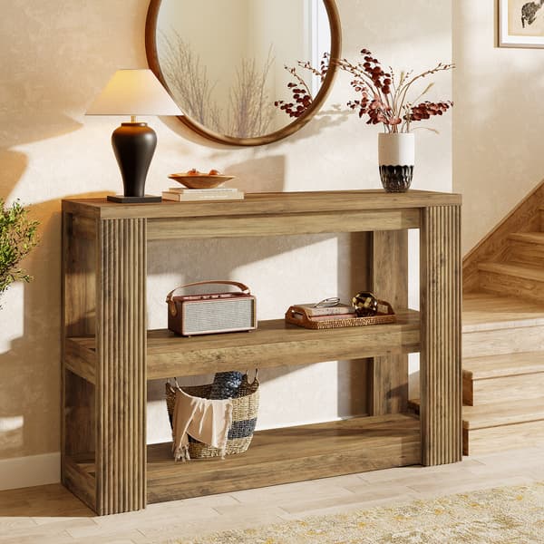 Tribesigns Konsolbord med 3 Våningar, 105×30×80 cm, Brunt