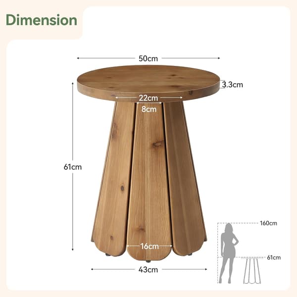 Tribesigns Runt Sidobord, 50×50×60 cm, Rustikt Brunt