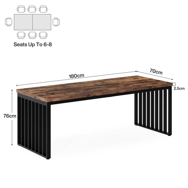 Tribesigns Datorbord, 180×60×76 cm, med Robust Metallram, Brun