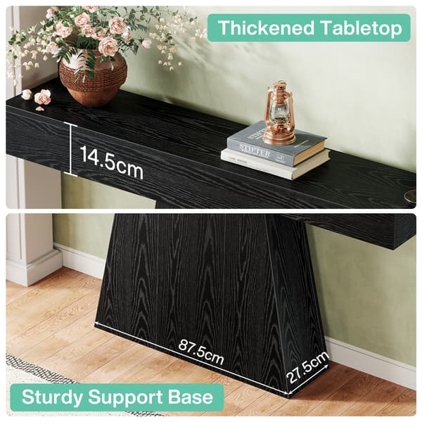 Tribesigns Konsolbord, 160×29,5×90 cm, Trapetsformad Bas, Svart