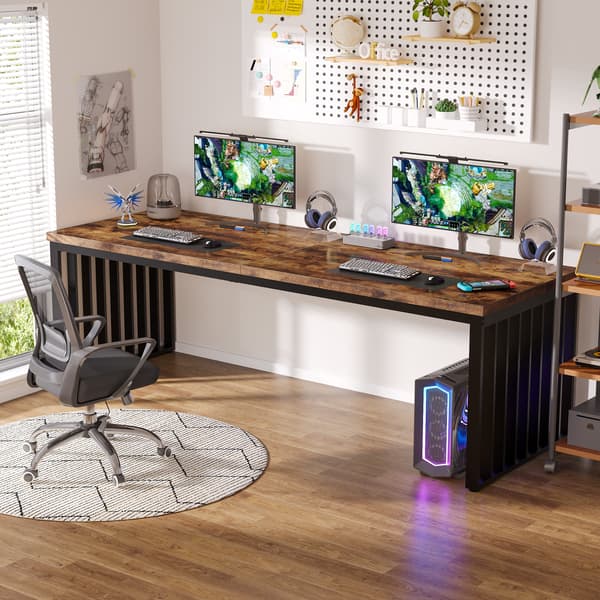 Tribesigns Datorbord, 180×60×76 cm, med Robust Metallram, Brun