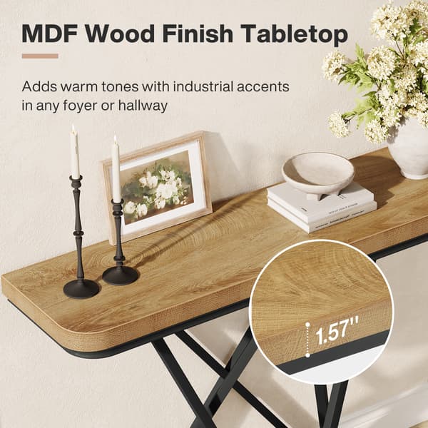 Tribesigns 105 cm Konsolbord med Geometrisk Metallram, Rustik Brun