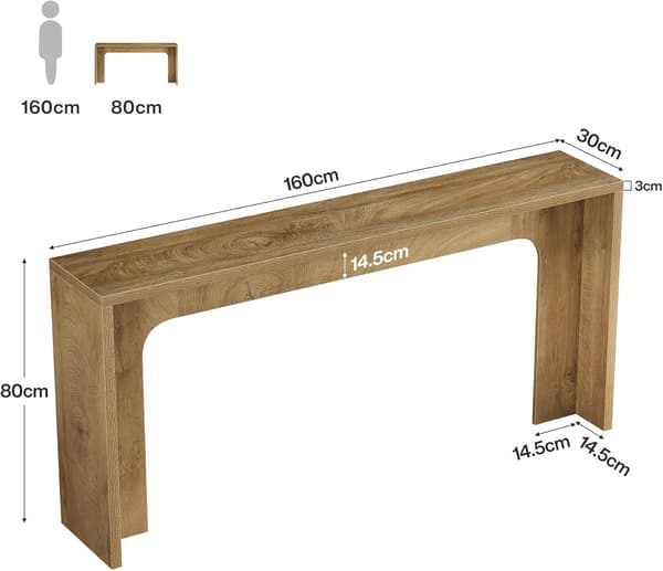 Tribesigns Bordskonsol, 160×30×80 cm, Marron Clair