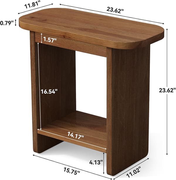 Tribesigns H-Format Sidobord, 60×30×60 cm, Rustikt Brunt