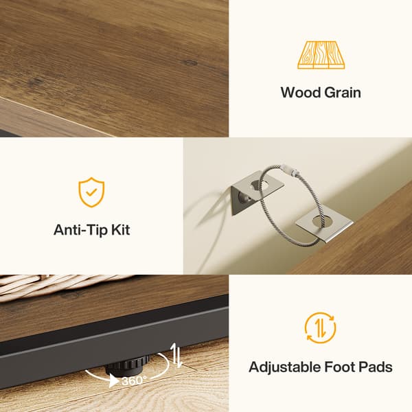 Tribesigns Konsolbord, 120×30×88 cm, 5 Hyllplan, Rund Bas, Brun