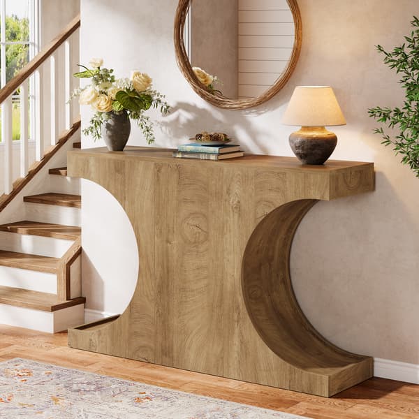 Tribesigns Konsolbord, 105×30×80 cm, C-Formade Ben, Brunt