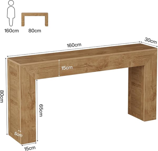 Tribesigns Konsolbord, 160×30×80 cm, Ljusbrun
