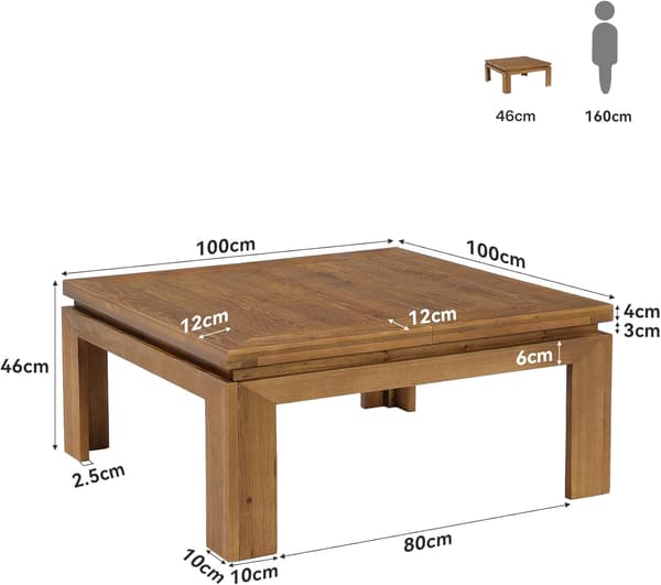 Tribesigns Soffbord, 100x100x45 cm, Naturbrunt