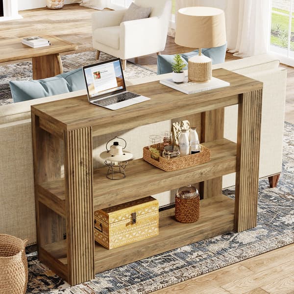 Tribesigns Konsolbord med 3 Våningar, 105×30×80 cm, Brunt