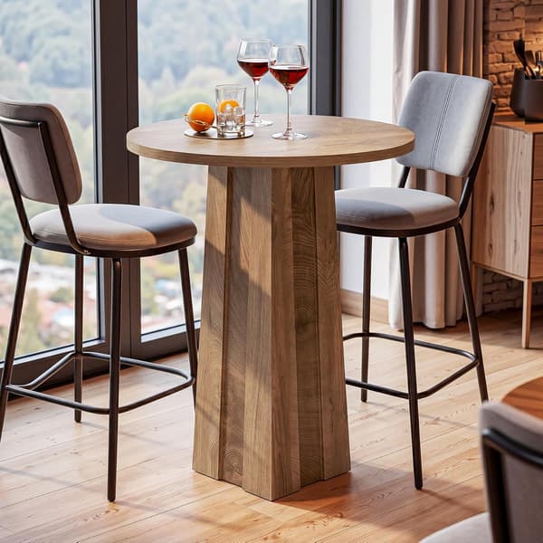 Tribesigns Pyöreä Baaripöytä, 80×80×90 cm, Rustiikkisen Ruskea