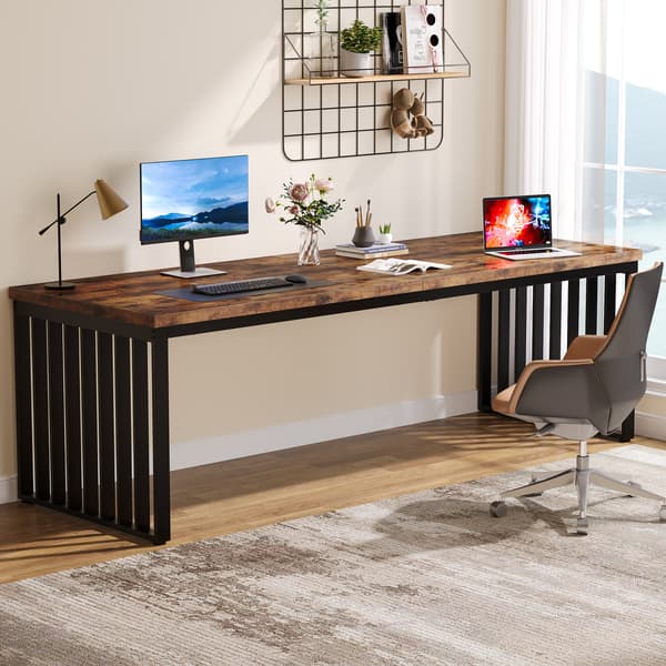 Tribesigns Datorbord, 180×60×76 cm, med Robust Metallram, Brun