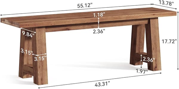 Tribesigns Entrébänk, 140×35×40 cm, Rustik Brun