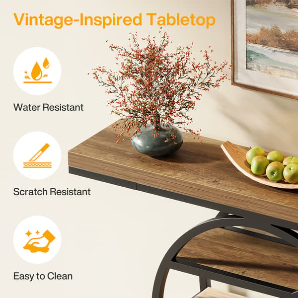 Tribesigns Konsolbord, 120×30×88 cm, 5 Hyllplan, Rund Bas, Brun