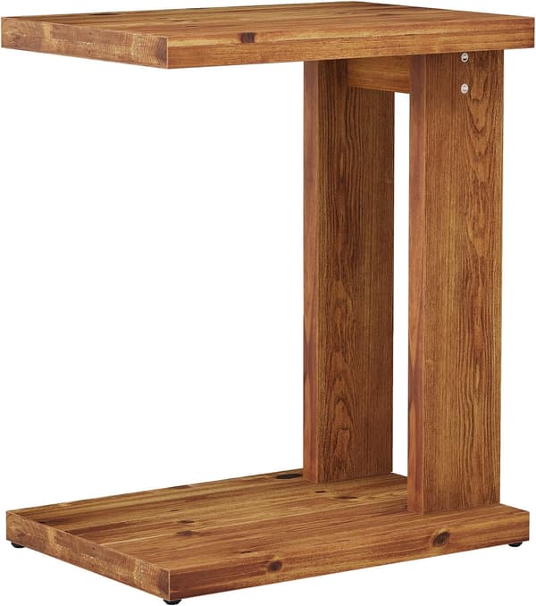 Tribesigns C-Formade Sidobord, 50×35×60 cm, Rustikt Brunt