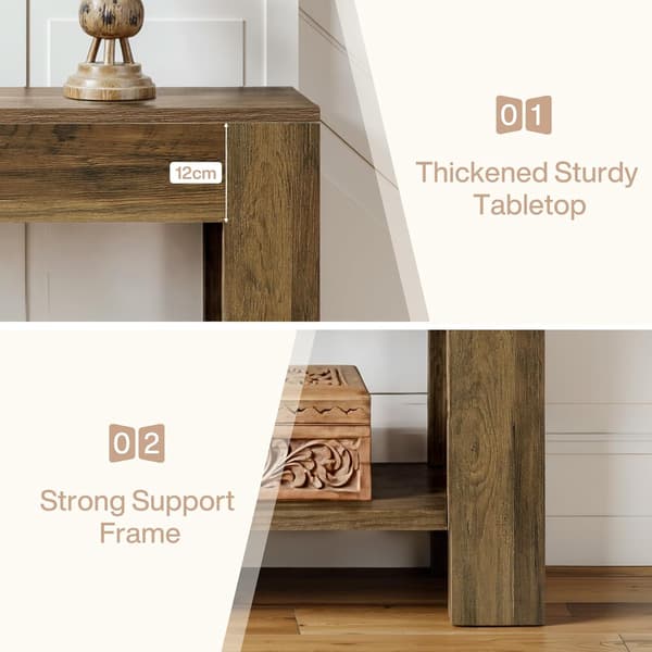 Tribesigns Konsolbord, 105×30×80 cm, 2 Hyllplan med Förvaring, Brun