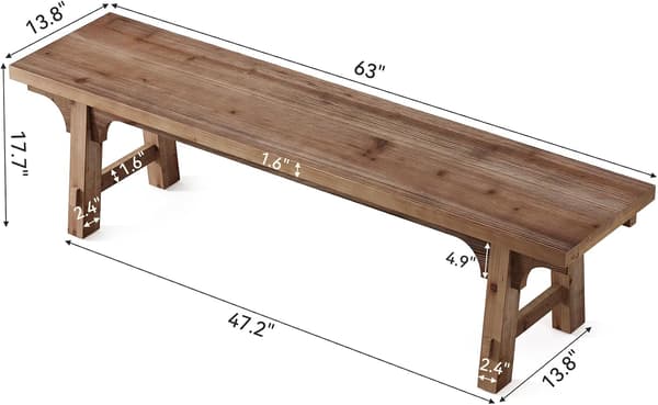 Tribesigns Träbänk för Entrén, 160×35×45 cm, Rustik Brun