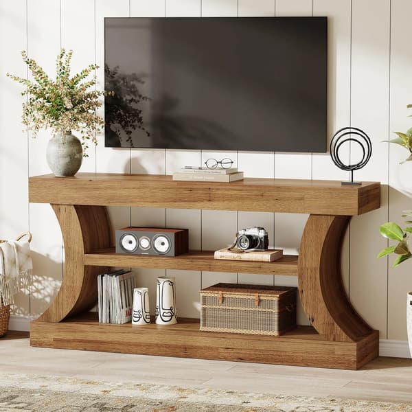 Tribesigns Konsolbord med 3 Våningar, 160×30×80 cm, Brunt