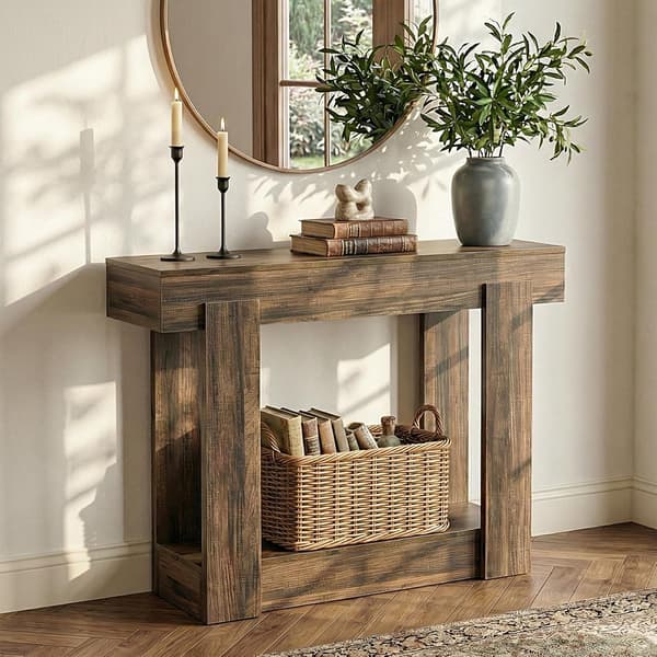 Tribesigns Konsolbord, 105×30×80 cm, Rustikt Brunt