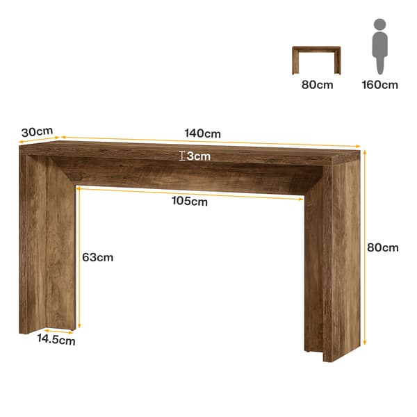 Tribesigns Konsolbord, 140×29,5×80 cm, Med Förvaring, Rustikt Brunt
