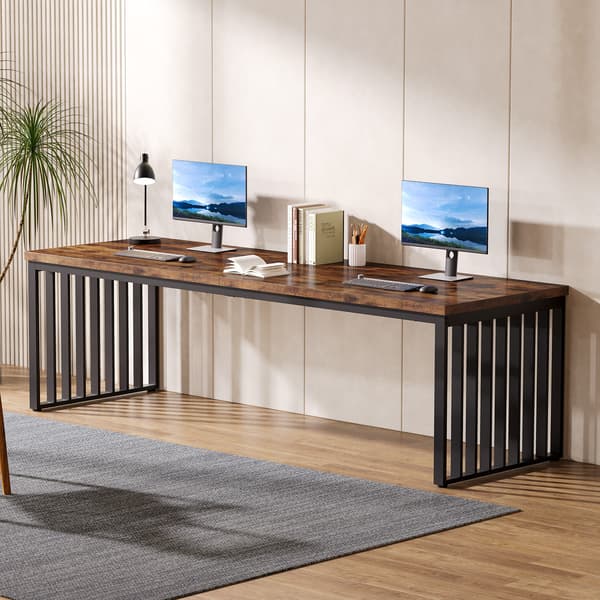 Tribesigns Datorbord, 180×60×76 cm, med Robust Metallram, Brun