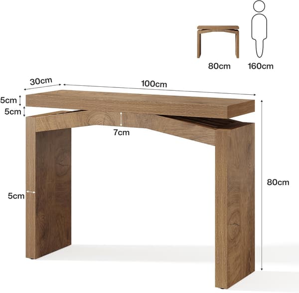 Tribesigns Bordskonsol, 100×30×80 cm, Brun Natur