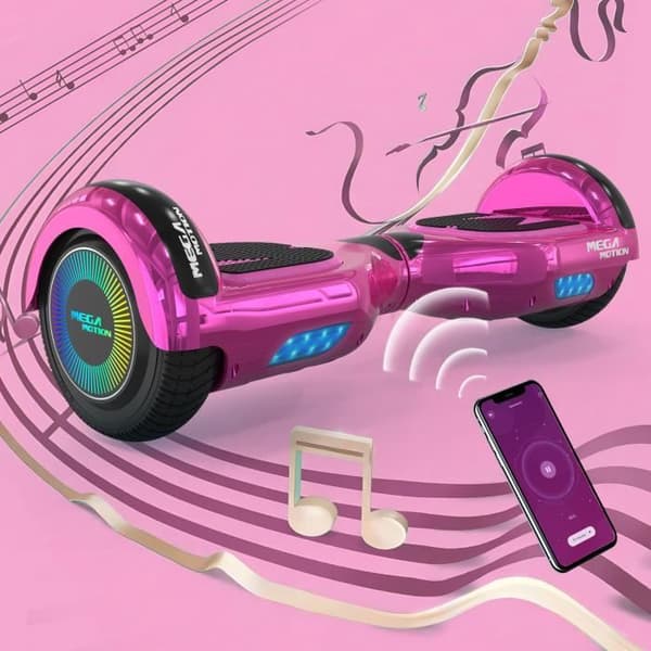 MEGA MOTION Hoverboard 6,5" Rosa - Bluetooth-högtalare - med LED-lampor för barn