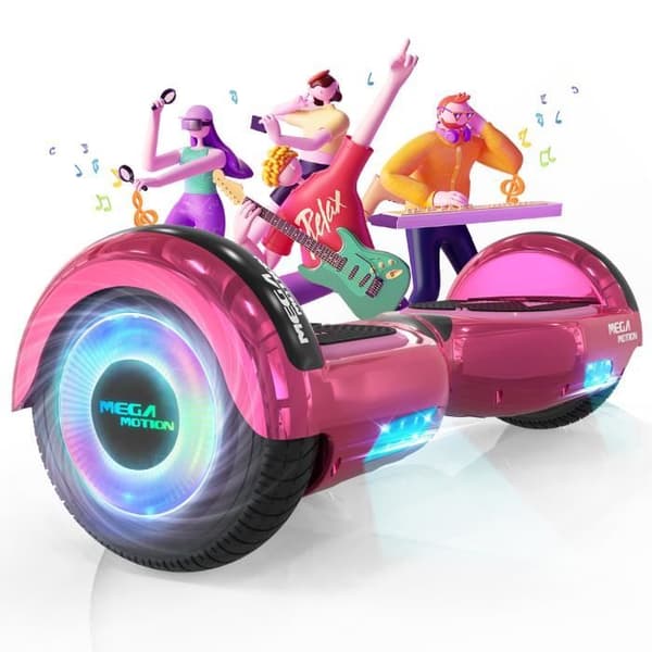 MEGA MOTION Hoverboard 6,5" Rosa - Bluetooth-högtalare - med LED-lampor för barn